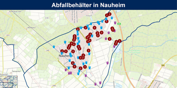 &Ouml;ffentliche Abfallbeh&auml;lter in der Gemeinde Nauheim