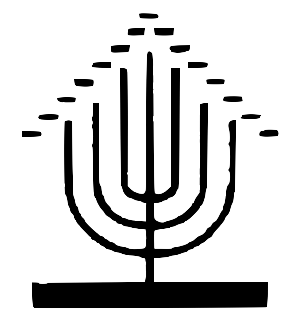 Bild vergrößern: gezeichnete schwarze Menora (Kerzenständer) auf weißem Hintergrund
