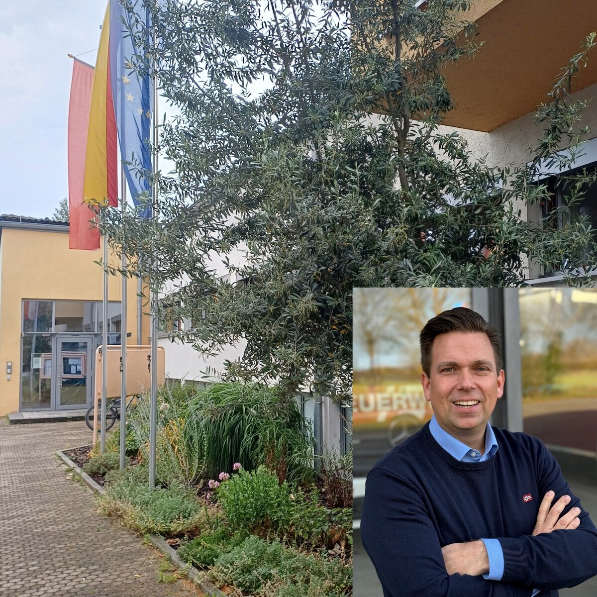 Rathaus Nauheim und B&uuml;rgermeister Marc Friedrich