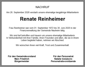 Renate Reinheimer Nachruf